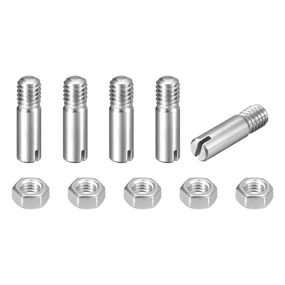 5Pack Slotted Cylindrical Pin, M4 x 14mm 304 Stainless Steel Dowel with Nut