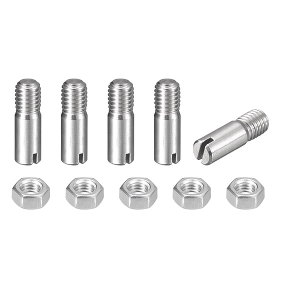 5Pack Slotted Cylindrical Pin, M5 x 16mm 304 Stainless Steel Dowel with Nut
