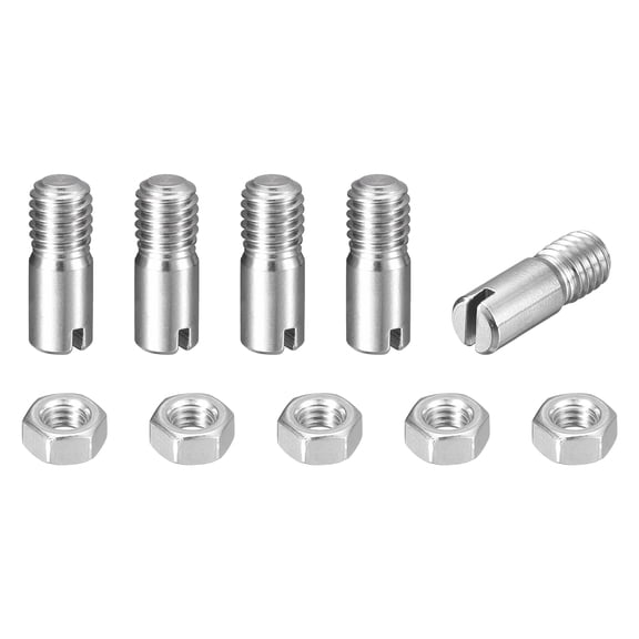 5Pack Slotted Cylindrical Pin, M6 x 16mm 304 Stainless Steel Dowel with Nut