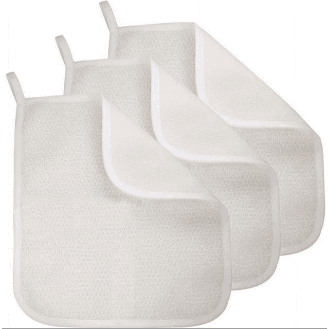 5Pack Soft-Weave Wash Cloths for Face and Body, Exfoliating Washcloth, White, Small