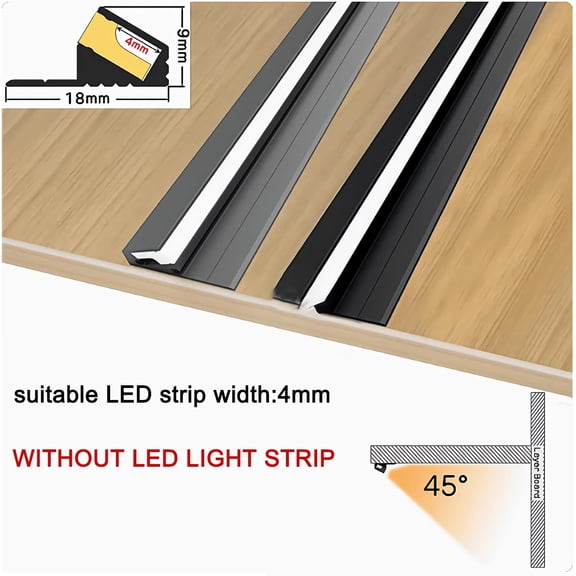 5Pack Surface Mounted LED Linear Aluminum , 45 Degree Led Bars Invisible Oblique Beam Lamp Bookcase Layer Shelf Led Channel Kitchen Closet Hidden Lighting(100cm, Black)