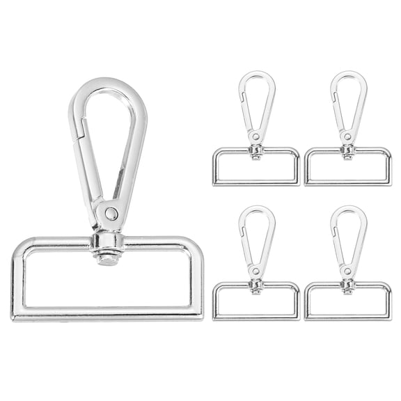 5Pack Swivel Clasp Hooks, 1.5" x 2.36" Swivel Purse Clips, Silver
