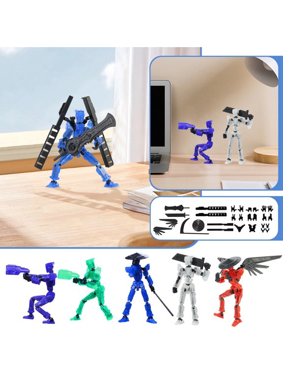 5Pack T13 Action Figure Set Already Assembled, T13 3D Printed Action Figures With Weapons Accessories T 13 Lucky Ro-bo Dummy Nova 13 Action Figures, Figura de acción t13