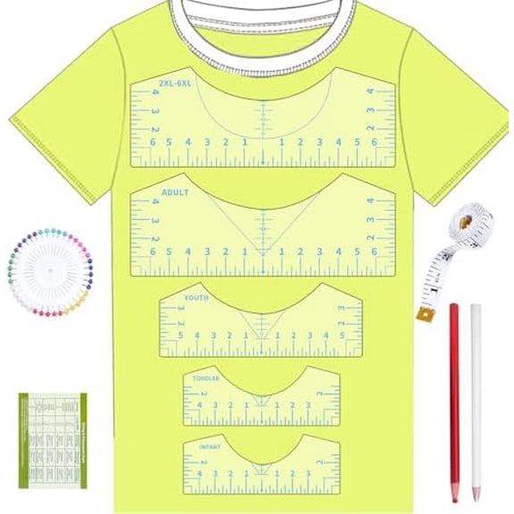 5Pack Tshirt Ruler Guide for Vinyl Alignment, T Shirt Rulers to Center Designs, PVC Measurement Template, Sewing Supplies Accessories Tools for Cricut Heat Press Transfer Vinyl （Blue）