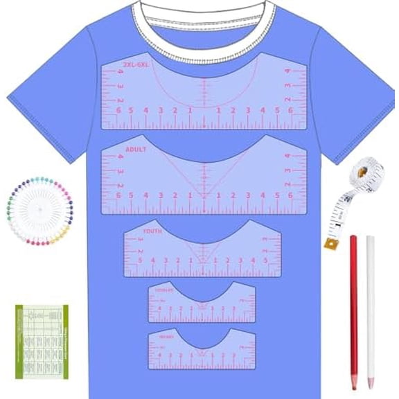 5Pack Tshirt Ruler Guide for Vinyl Alignment, T Shirt Rulers to Center Designs, PVC Measurement Template, Sewing Supplies Accessories Tools for Cricut Heat Press Transfer Vinyl （Pink）