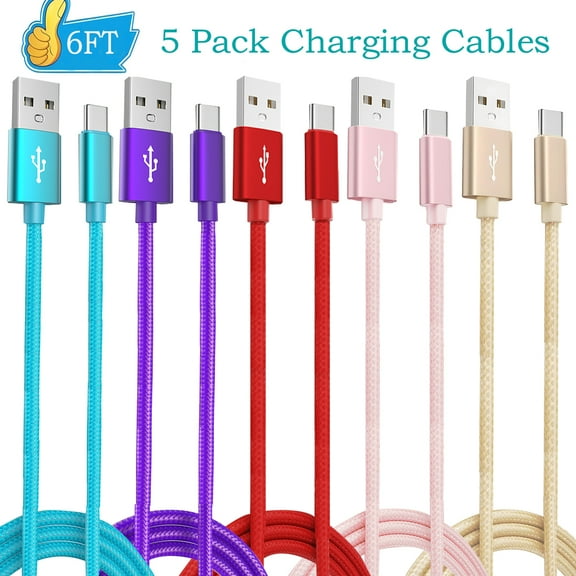 5Pack Usb Cables,Type C Charger Fast Charging Cabl 10ft Feet,AlmosTen USB A to USB C Cable Android Phone Chargers Type C for Samsung Galaxy S23 S22 S21 Compatible with iPhone 16 15 Pro/Pro Max/Plus