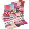 thumbnail image 1 of 5Pack Womens Vintage Winter Warm Soft Thick Knit Cold Wool Crew Socks,Free size,Multicolor, 1 of 6