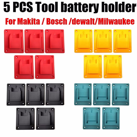 5Packs Tool Mount Storage Bracket For Makita/Bosch/Dewalt/Milwaukee 18V Li-ion Battery Tool Machine Drill Holder Slots Stand