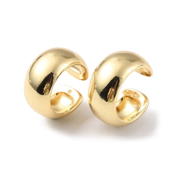 5Pair Brass Ear Cuff Findings with Hole for Non-piercing Earring Making Cadmium Free & Lead Free Real 18K Gold Plated 19x17x9mm Hole: 1mm
