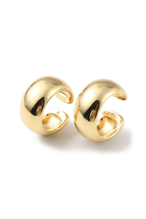 5Pair Brass Ear Cuff Findings with Hole for Non-piercing Earring Making Cadmium Free & Lead Free Real 18K Gold Plated 19x17x9mm Hole: 1mm