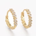 thumbnail image 1 of 5Pair Brass Micro Pave Clear Cubic Zirconia Huggie Hoop Earrings Long-Lasting Plated Ring Real 18K Gold Plated 15.5x2.5mm Pin: 1mm, 1 of 2
