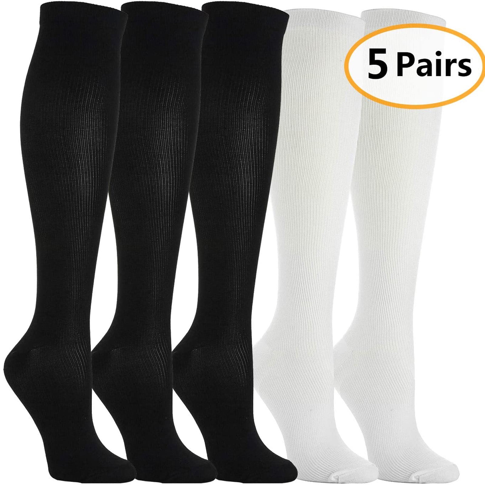 5Pair Compression Sock Women Men Sports Travel Shin Splints Below Knee