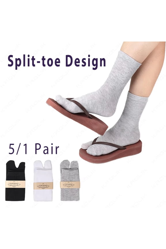 5Pair Japanese Style Two Finger Socks Unisex Clog Socks Polyester Toe Separation Socks Kimono Flip Flop Sandal Split Toe Sock