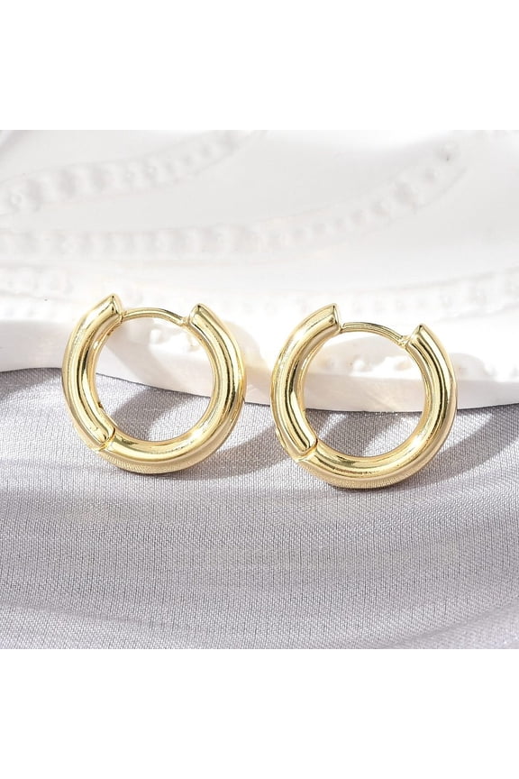 5Pair Rack Plating Brass Hinged Hoop Earrings for Women Cadmium Free & Nickel Free & Lead Free Real 18K Gold Plated 15x16x3mm Pin: 1mm