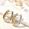 thumbnail image 1 of 5Pair Rectangle Ion Plating(IP) 304 Stainless Steel Hoop Earrings for Women Golden & Stainless Steel Color 23.5x19.5mm, 1 of 6