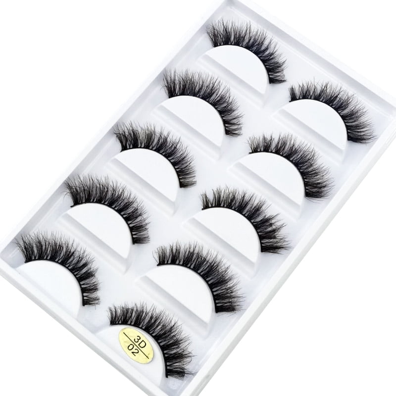 5Pairs 3D Faux Mink Lashes Natural Long Fluffy False Eyelashes Soft Eye Lashes Reusable Makeup Short Lashes Extension for Beauty
