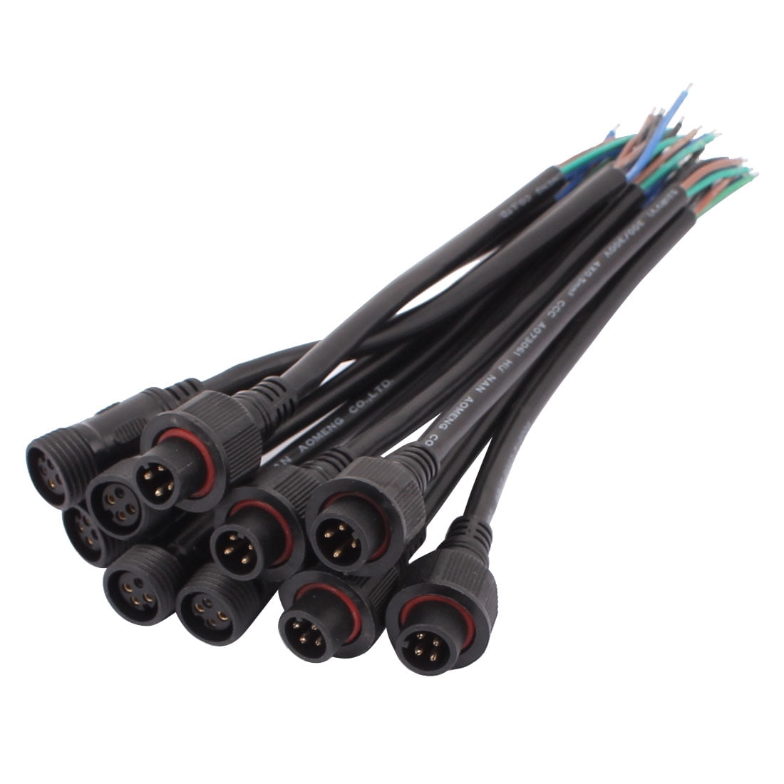 3.5mm Male Plug Bare Wire 4 Pole Stereo 1/8 Jack Audio Cable 0.30m,2pcs