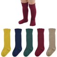 thumbnail image 1 of 5Pairs Baby Knee High Socks Girls Tube Long Socks Boys Newborn Infants Toddlers Ruffled Socks, 1 of 5