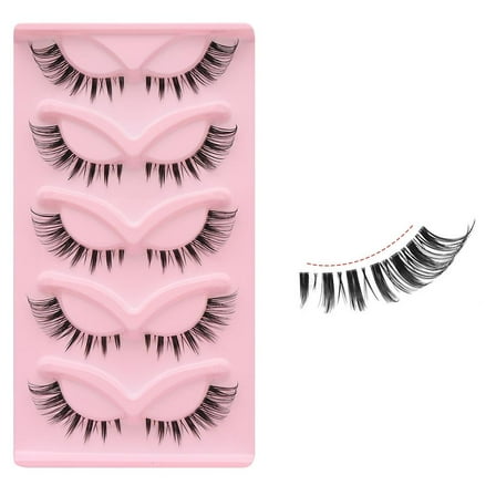 5Pairs Cat Eye Eyelashes manga Lashes 3D Clear Band Lashes naturalHalf Lashes,.