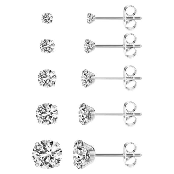 5Pairs Extra Long Post Earrings 316L Stainless Steel Stud Earring Hypoallergenic