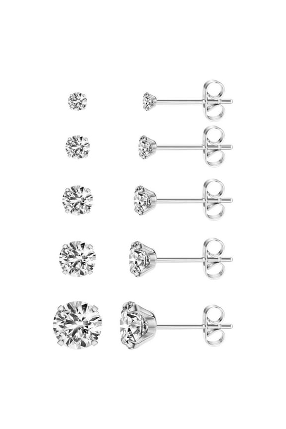 5Pairs Extra Long Post Earrings 316L Stainless Steel Stud Earring Hypoallergenic