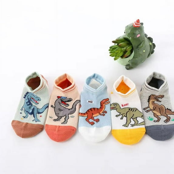 5Pairs/Lot Children Cartoon Dinosaur Socks Soft Cotton Boys Sock Kids Baby Girls Breathable Casual Cute Socken Dinosaur 5-8Years(L)