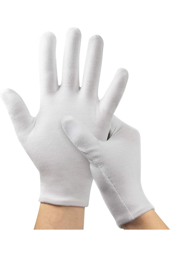 5Pairs Moisturizing Gloves Overnight, Cotton Gloves for Dry Hands Eczema,White Cotton Gloves for Men and Women, One Size Fit Most Cloth Gloves