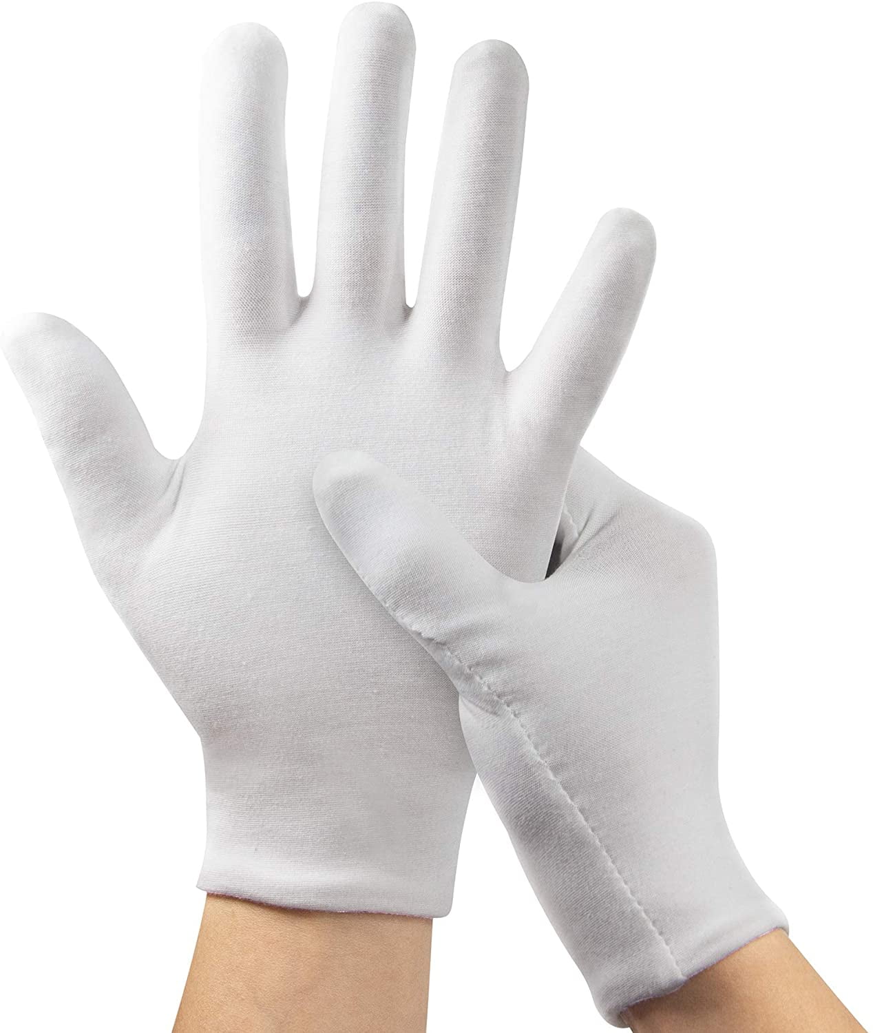 5Pairs Moisturizing Gloves Overnight, Cotton Gloves for Dry Hands Eczema,White Cotton Gloves for Men and Women, One Size Fit Most Cloth Gloves