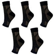 5Pairs Neuropathy Socks - Peripheral Neuritis Compression Sleeves for Nerve Damage Pain,Ankle Gout,Plantar Fasciitis Relief Brace (L/XL,Brown)