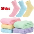 thumbnail image 1 of 5Pairs Non-Slip Plush Slipper Grip Socks for Women, 1 of 7