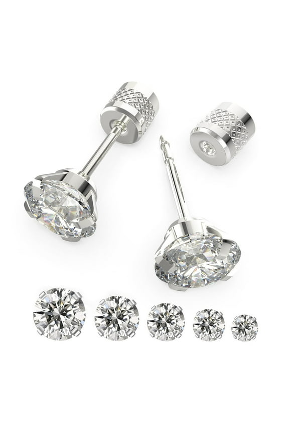 5Pairs Push-in Flat Back Stud Earrings Women Hypoallergenic Earrings Studs 4-8mm