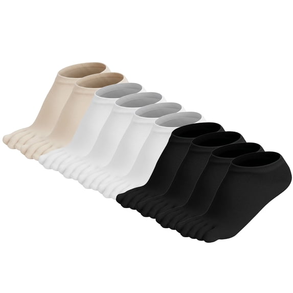 5Pairs Women Toe Socks Five Toe Cotton Socks Ankle Sock with Toes Separated for Women Athletic Running