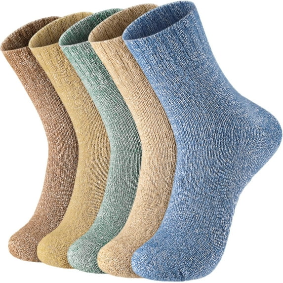 5Pairs Women Wool Socks, Thick Soft Wool Socks for Women, Winter Hiking Socks Cozy Socks Warm Socks