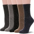 thumbnail image 1 of 5Pairs Wool Hiking Socks for Women Warm Winter Thick Thermal Cozy Boot Work Soft Ladies Socks, 1 of 5
