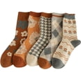 thumbnail image 1 of 5Pairs Wool Socks for Women Thick Knit Vintage Cute Floral Crew Socks, 1 of 8