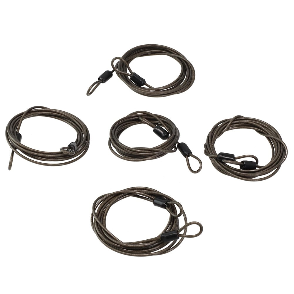 5Pc 2M Lock Wire Braided Steel Double Loop Security Anti Theft Coil
