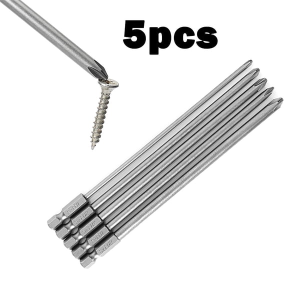 5Pc 6.35Mm Shank 150Mm Long Ph1 Ph2 Cross Screwdriver Bits Power Driver Tool