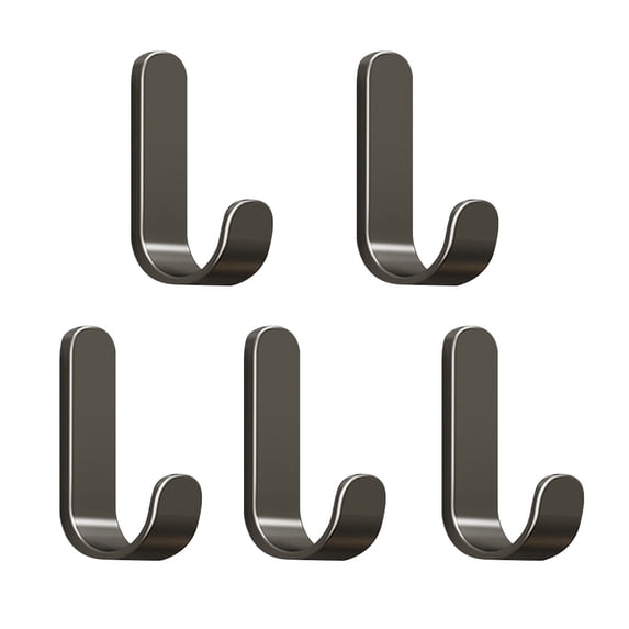 5Pc Adhesive Wall Hooks, Heavy Duty Metal Wall Hooks, No Drill Self-Adhesive Hooks, Sleek Waterproof Hooks, Utility Hooks for Hanging Towels, Coats, Hats in Bathroom, Kitchen, Bedroom