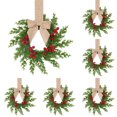 thumbnail image 1 of 5Pc Christmas Norfolk Pine Kitchen Cabinet Wreaths for Kitchen with Ribbon Bows Red Berry Small Window Wreath for Window Door Farmhouse Christmas Party Decorations, 1 of 9