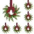 thumbnail image 1 of 5Pc Christmas Norfolk Pine Kitchen Cabinet Wreaths for Kitchen with Ribbon Bows Red Berry Small Window Wreath for Window Door Farmhouse Christmas Party Decorations, 1 of 9