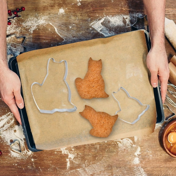 5Pc Clearance Under $3 Cat Cookie Cutters Cake Mold Stainless Steel For Oven Bake Cakes Stainless Silver