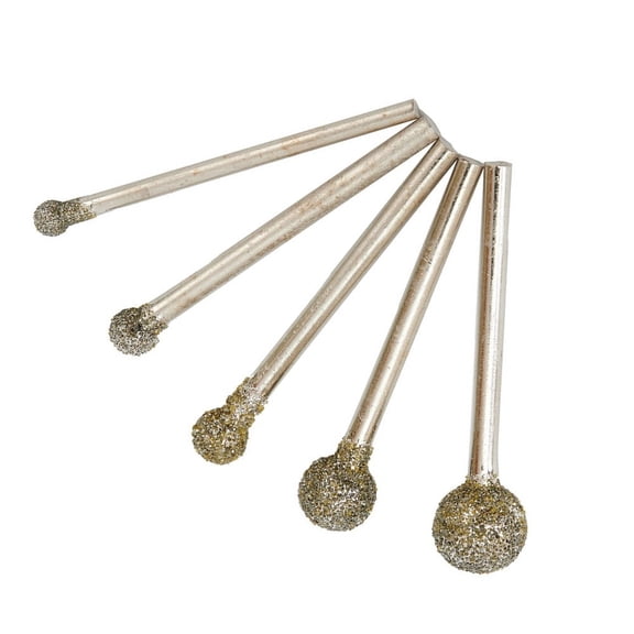 5Pc Diamond Round Ball Burr Drill Bit Set for Carving Engraving Drilling