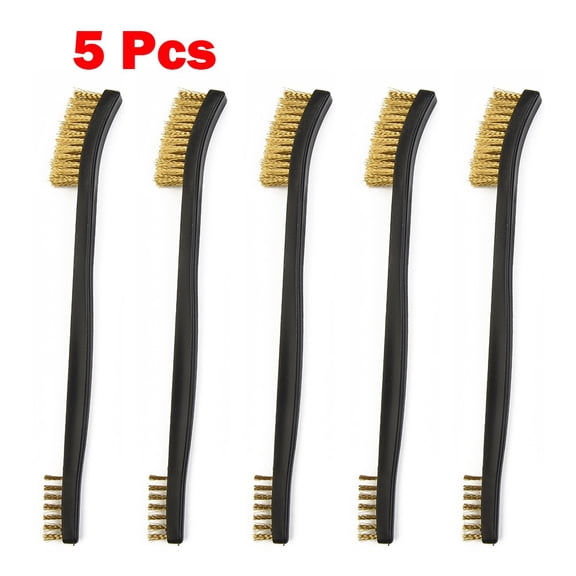 5Pc Double Head Wire Brush Set Steel Brass Nylon Cleaning Polishing Metal Rust Copper Wire