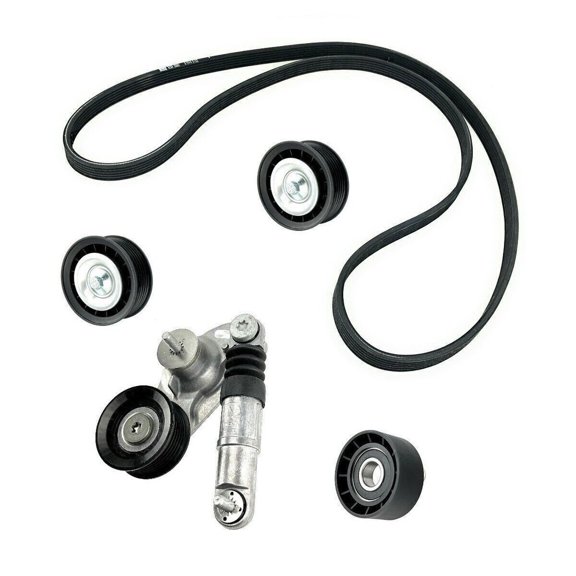 5Pc Drive Belt Tensioner Idler Pulley Kit For Range Rover Evoque 12-17 2.0L 4Cyl