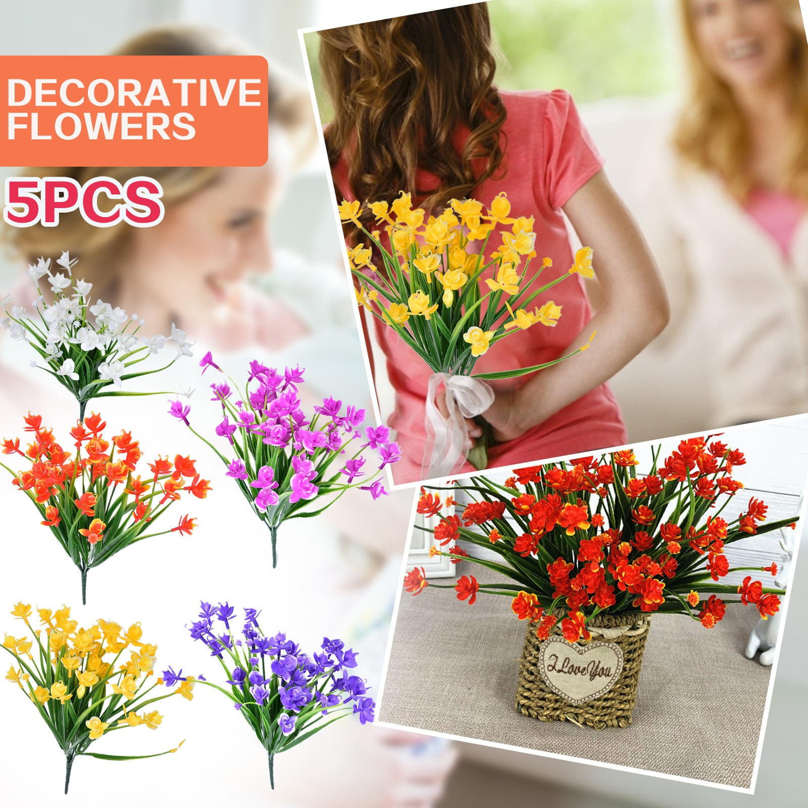 5Pc Flower Wedding Artificial Home Bridal Decoration Bouquet Latex Real 5Pc Flower Wedding Artificial Home Bridal Decoration Bouquet Latex Real