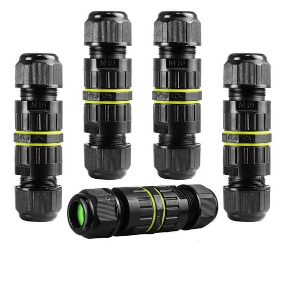 5Pc IP68 Waterproof 2 Way 3-Core Junction Box Electrical Cable Connector M16 Wire Range(3.5-10mm), Outdoor Repair Cables
