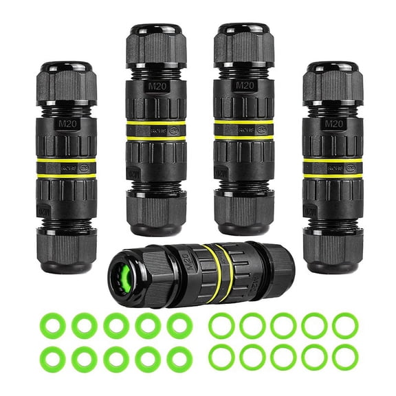 5Pc IP68 Waterproof 2 Way 3-Core Junction Box Electrical Cable Connector M20 Wire Range(5-12mm),for Outdoor Repair