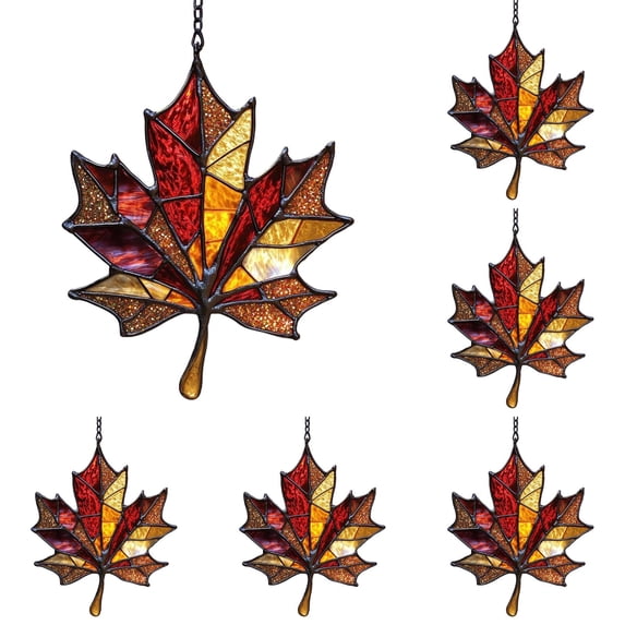 5Pc Maple Leaf Ornament,Brown 3.14",Fall Decor,Window Suncatcher Gifts,Thanksgiving Ornaments For Tree,Fall Decor For Office,Boho Fall Decor,Fall Party Decorations,Fall Christmas Tree Decorations