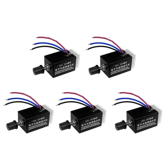 5Pc Motor Speed Regulator DC 12V/24V 10 A Motor Speed Controller Switch for Car Truck Fan Heater Control