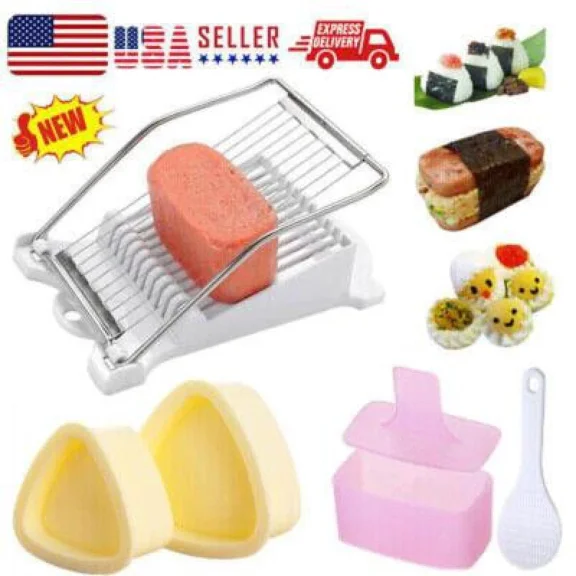 5Pc Musubi Mold, Musubi Maker Press,Onigiri Mold, Non-Stick Luncheon Meat Slicer